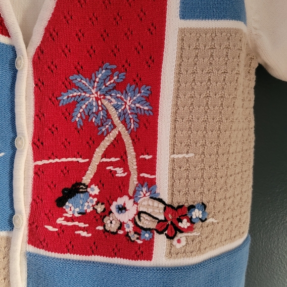 Vintage Koret‎ Thick Knitted Cotton Blend Short Sleeve Cardigan Shirt Sweater - Picture 5 of 11